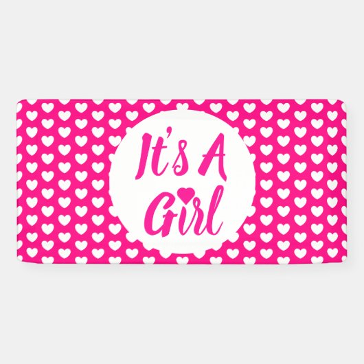 Het is een Girl Heart Pattern Spandoek (Horizontaal)