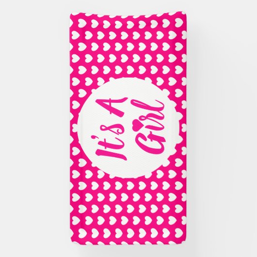 Het is een Girl Heart Pattern Spandoek (Verticaal)