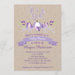 Het is een Girl-Lavender Pumpkins Baby shower Invi Kaart