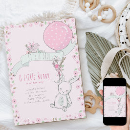 Het is een Girl Little Bunny met een ballonzwanger Aankondiging