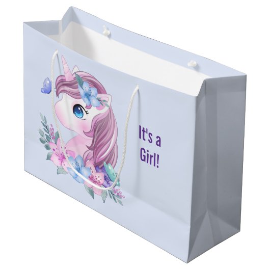 Het is een Girl Magical Unicorn Portret Groot Cadeauzakje (Voorkant Gekanteld)