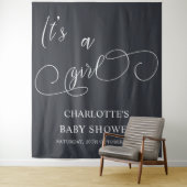 Het is een Girl Modern Minimal Calligraphy Baby sh Wandkleed (In situ)