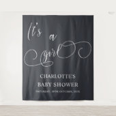 Het is een Girl Modern Minimal Calligraphy Baby sh Wandkleed (Voorkant)