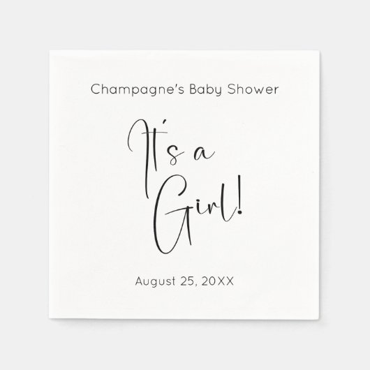 Het is een Girl Modern Script-Baby shower Servet (Voorkant)