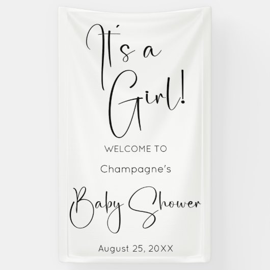 Het is een Girl Modern Script-Baby shower Spandoek (Verticaal)