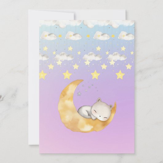 Het is een Girl Moon & Starry Sky Baby shower Kaart (Achterkant)