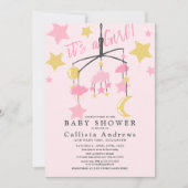 Het is een Girl Moon Stars Wieg Mobiel Baby shower Kaart (Voorkant)