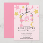 Het is een Girl Moon Stars Wieg Mobiel Baby shower Kaart (Voorkant / Achterkant)