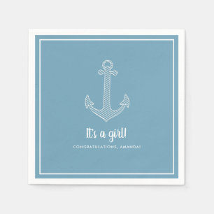 Het is een Girl Nautical Blue Baby shower Napkins Servet