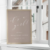 Het is een Girl Neutral Taupe Baby shower Welkomst Poster