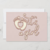 Het is een Girl New Baby Shower Roos Pink Heart Fe Kaart (Achterkant)
