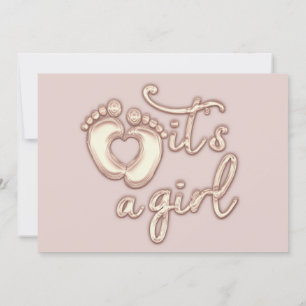 Het is een Girl New Baby Shower Roos Pink Heart Fe Kaart