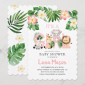 Het is een Girl Oerwoud Baby shower nodiging Kaart (Voorkant / Achterkant)