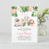 Het is een Girl Oerwoud Baby shower nodiging Kaart (Staand voorkant)