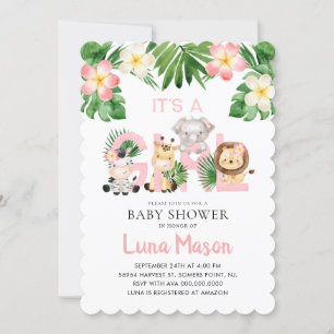 Het is een Girl Oerwoud Baby shower nodiging Kaart
