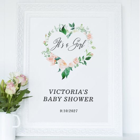 Het is een Girl Peach Baby shower Poster