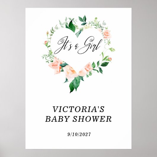 Het is een Girl Peach Baby shower Poster (Voorkant)