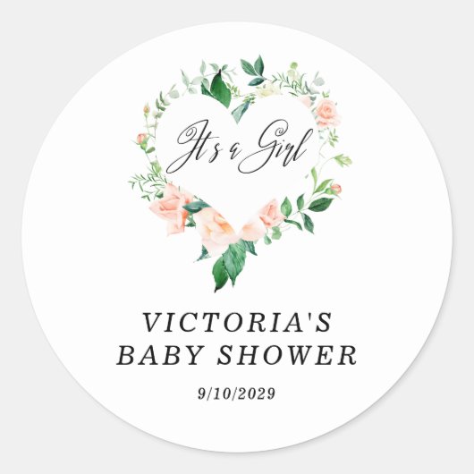 Het is een Girl Peach Baby shower Ronde Sticker (Voorkant)
