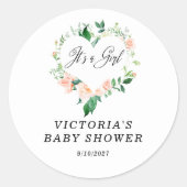 Het is een Girl Peach Baby shower Ronde Sticker (Voorkant)