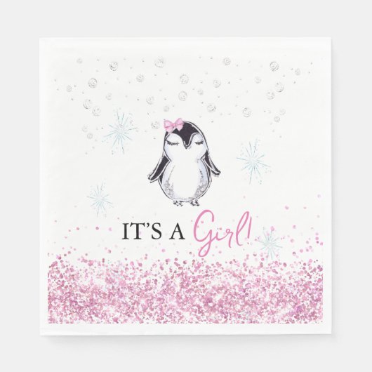 Het is een Girl Penguin Winter Baby shower Servet (Voorkant)