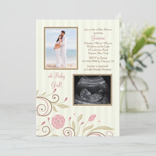 Het is een Girl Photo Baby shower Invitation Kaart (Staand voorkant)