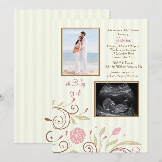 Het is een Girl Photo Baby shower Invitation Kaart (Voorkant / Achterkant)