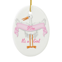 Het is een Girl Photo Lijst Stork Ornament