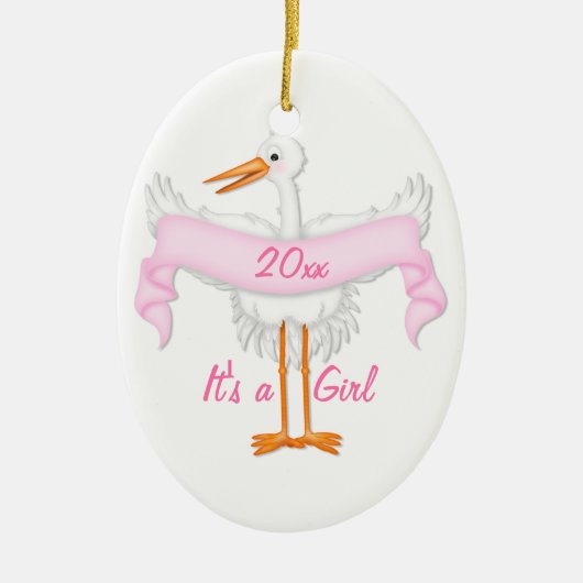 Het is een Girl Photo Lijst Stork Ornament (Voorkant)