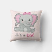Het is een 'Girl Pink Baby Girl' Elephant Waterver Kussen (Achterkant)