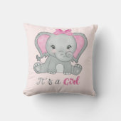 Het is een 'Girl Pink Baby Girl' Elephant Waterver Kussen (Voorkant)