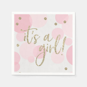 Het is een Girl Pink Baby shower Paper Napkin Servet
