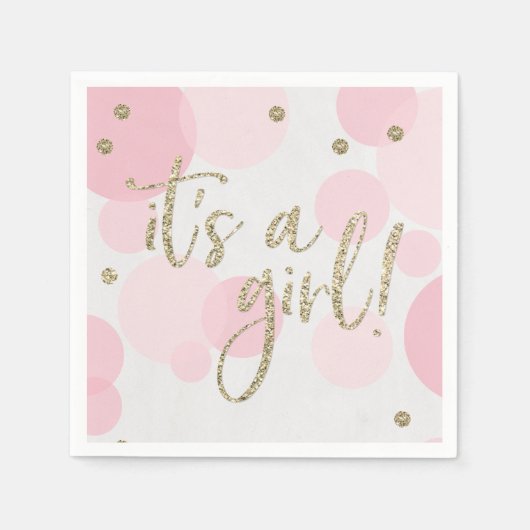 Het is een Girl Pink Baby shower Paper Napkin Servet (Voorkant)