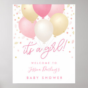 Het is een Girl Pink Baby shower Welcome Poster