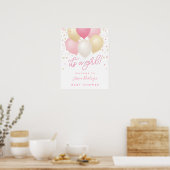 Het is een Girl Pink Baby shower Welcome Poster (Keuken)
