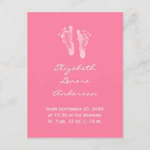 Het is een Girl Pink Baby Voetprint Aankondiging g