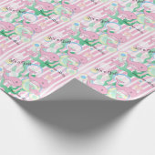 Het is een Girl Pink Baby Whales Cadeaupapier (Hoek)