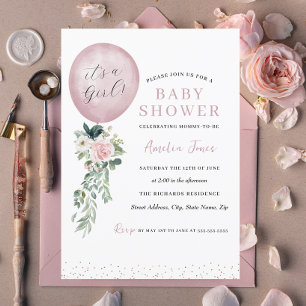 Het is een Girl Pink Ballon Baby shower Kaart