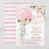 Het is een Girl Pink Ballon Eucalyptus Baby shower Kaart (Voorkant / Achterkant)