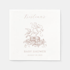 Het is een Girl Pink Bird Nest Baby shower Servet