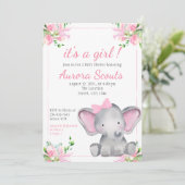 Het is een Girl Pink Elephant Baby shower Kaart (Staand voorkant)