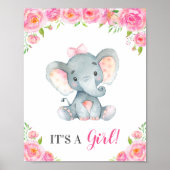 Het is een Girl Pink Elephant Girl Shower Poster (Voorkant)