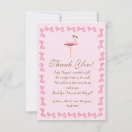 Het is een Girl Pink Flamingo Baby shower Dank je Bedankkaart