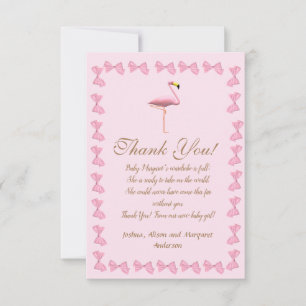 Het is een Girl Pink Flamingo Baby shower Dank je Bedankkaart