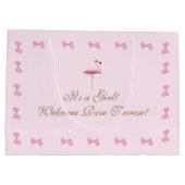 Het is een Girl Pink Flamingo Baby shower Groot Cadeauzakje (Achterkant)