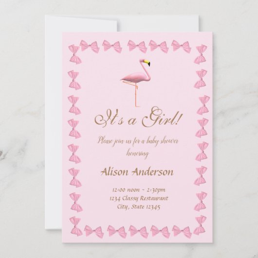 Het is een Girl Pink Flamingo Baby shower Kaart (Voorkant)