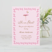Het is een Girl Pink Flamingo Baby shower Kaart (Staand voorkant)