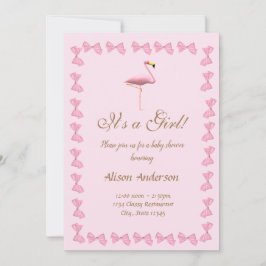 Het is een Girl Pink Flamingo Baby shower Kaart