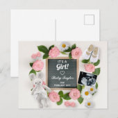 Het is een 'Girl Pink Floral Pregnancy'-aankondigi Briefkaart (Voorkant / Achterkant)