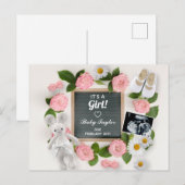 Het is een Girl Pink Floral Pregnancy Letter Board Aankondigingskaart (Voorkant / Achterkant)