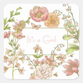 Het is een Girl Pink Flowers Sticker